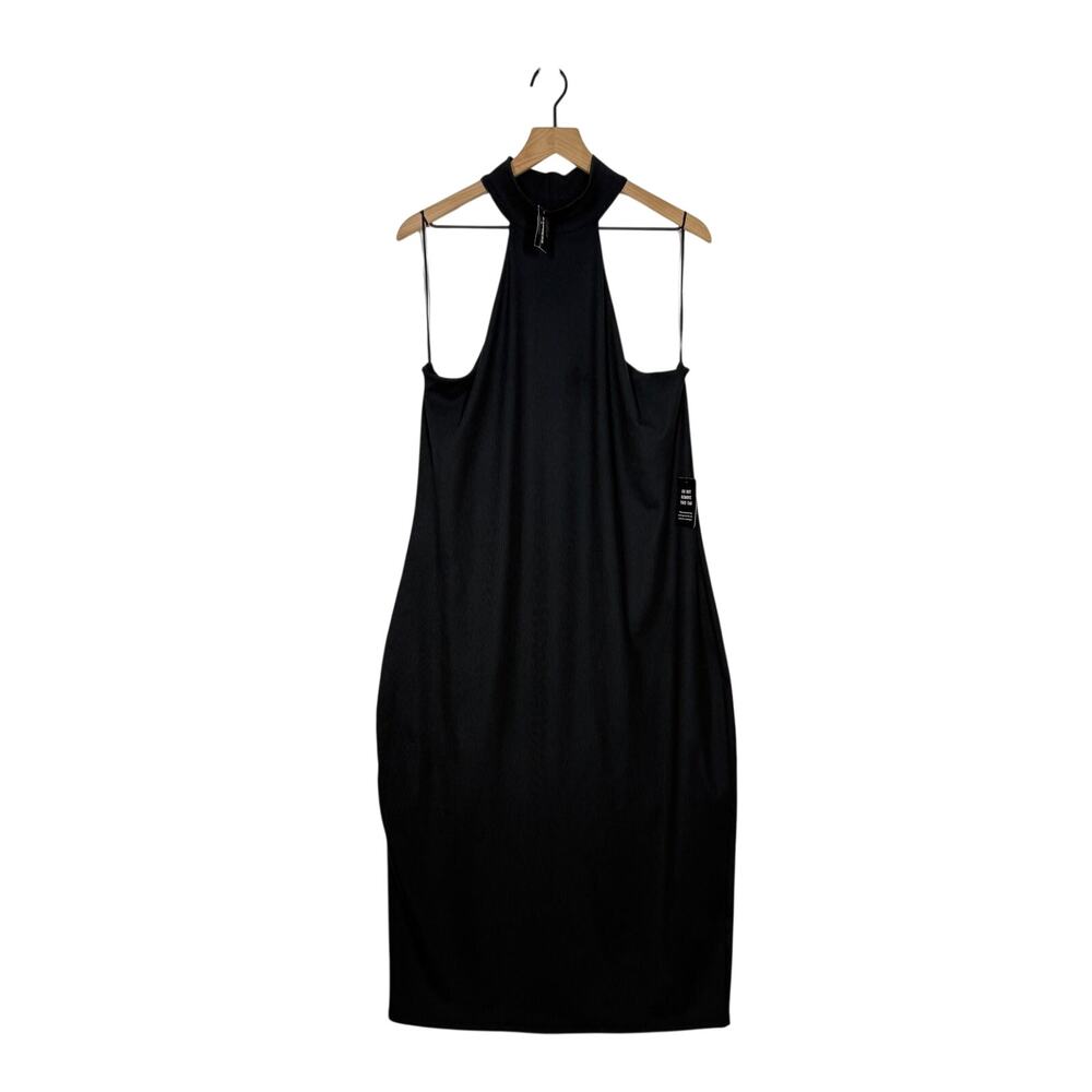 Express Halter Midi Dress NWT XL Black Classic Elegant Evening Gown Ribbed Knit‎